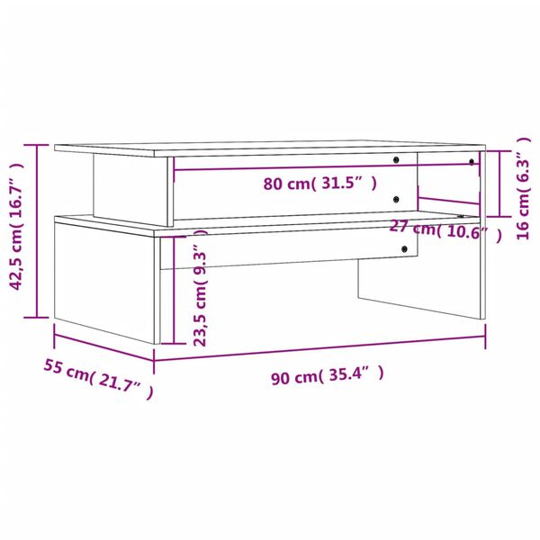 vidaXL Τραπεζάκι Σαλονιού Sonoma Δρυς 90x55x42,5 εκ Επεξεργασμένο Ξύλο