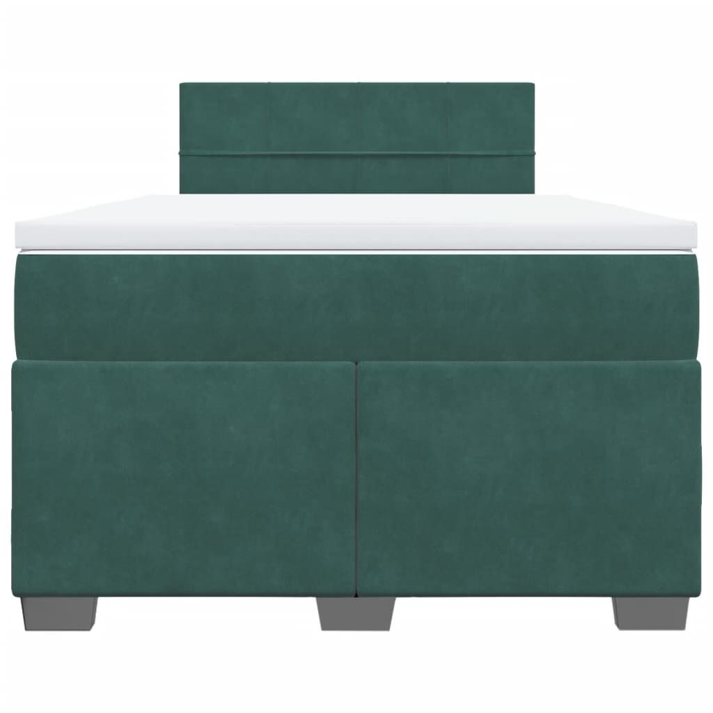 vidaXL Κρεβάτι Boxspring με Στρώμα Σκούρο Πράσινο 120x190εκ. Βελούδινο