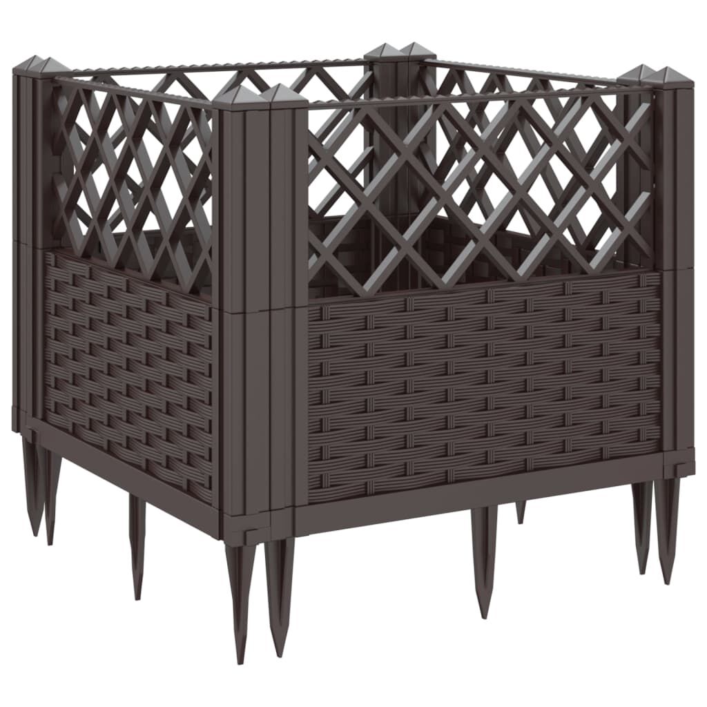 vidaXL Ζαρντινιέρα με Πασσάλους Καφέ 43,5x43,5x43,5 εκ. Πολυπροπυλένιο