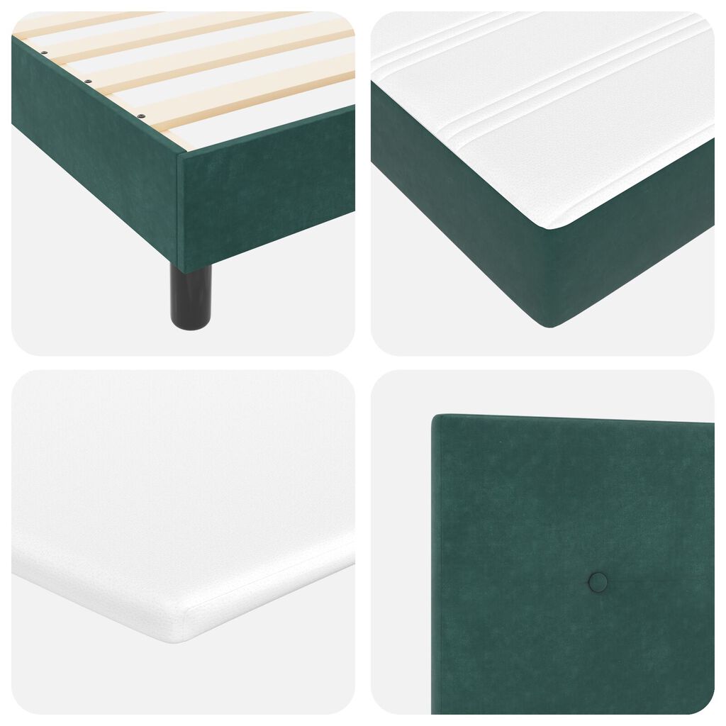 vidaXL Κρεβάτι με Στρώμα Dark Green 90x190 cm Βελούδο