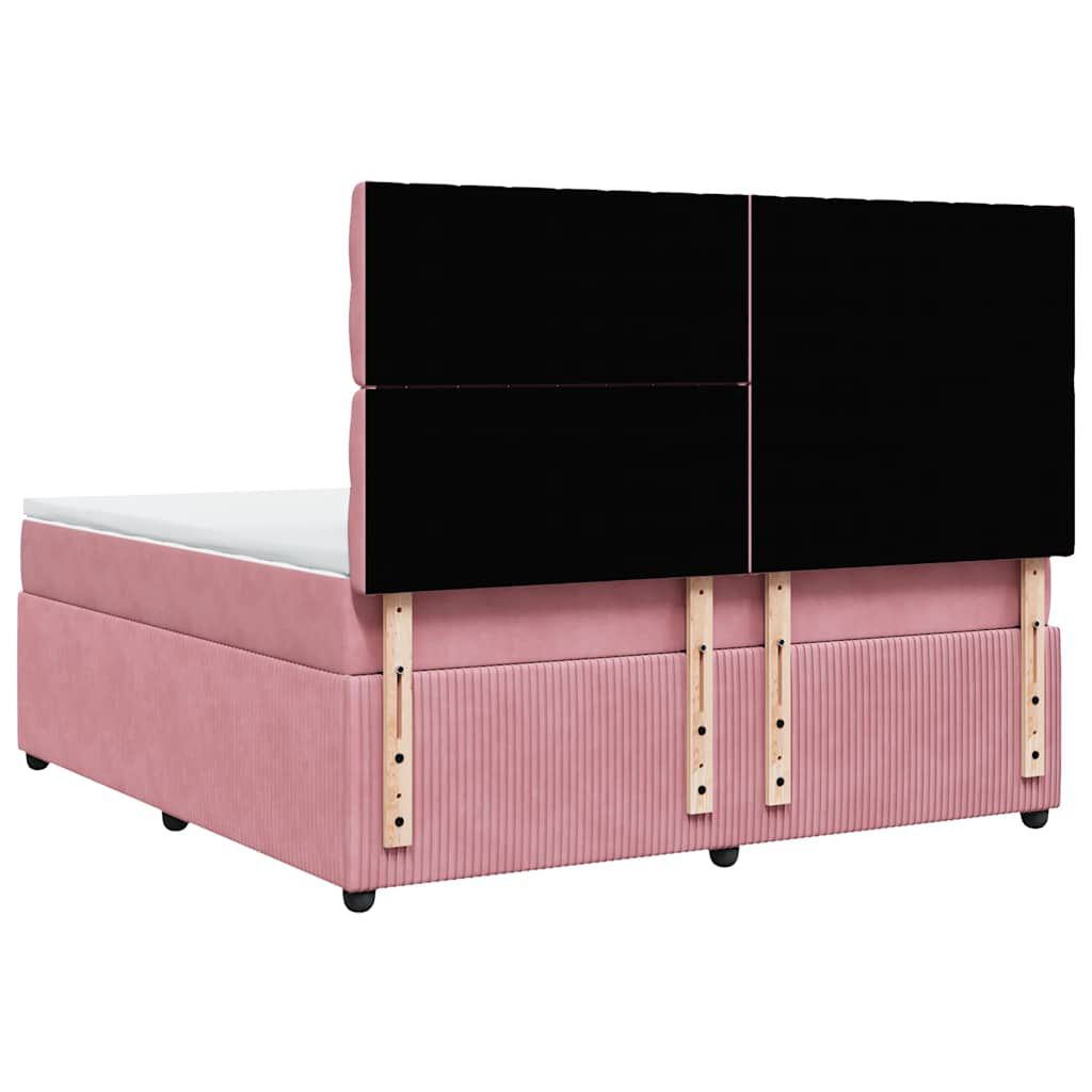 vidaXL Κρεβάτι Boxspring με Στρώμα Ροζ 180x200 εκ. Βελούδινο