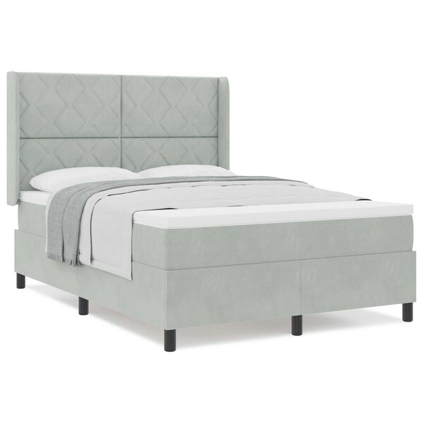 vidaXL Κρεβάτι με ελατήρια Ανοιχτό γκρι 140 x 190 cm Βελούδο