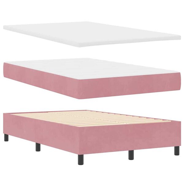 vidaXL Κρεβάτι με ελατήρια με στρώμα Ροζ 120 x 200 cm Βελούδο