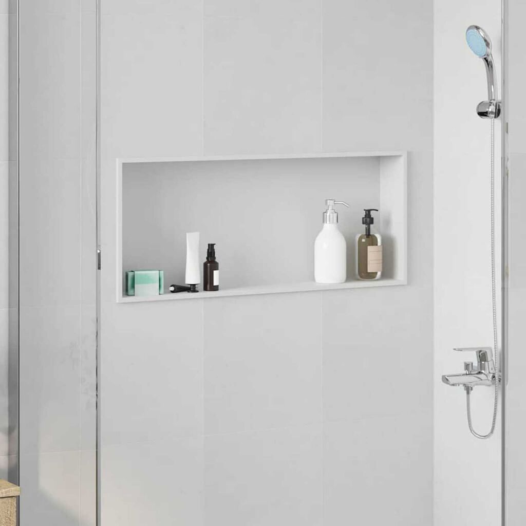 vidaXL Νίτσα Μπάνιου Λευκό 75 x 30 x 9.5 εκ. Ανοξείδωτο ατσάλι