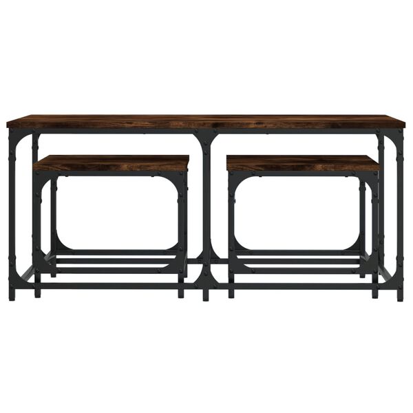 vidaXL Τραπεζάκια Ζιγκόν 3 τεμ. Καπνιστή Δρυς από Επεξεργασμένο Ξύλο