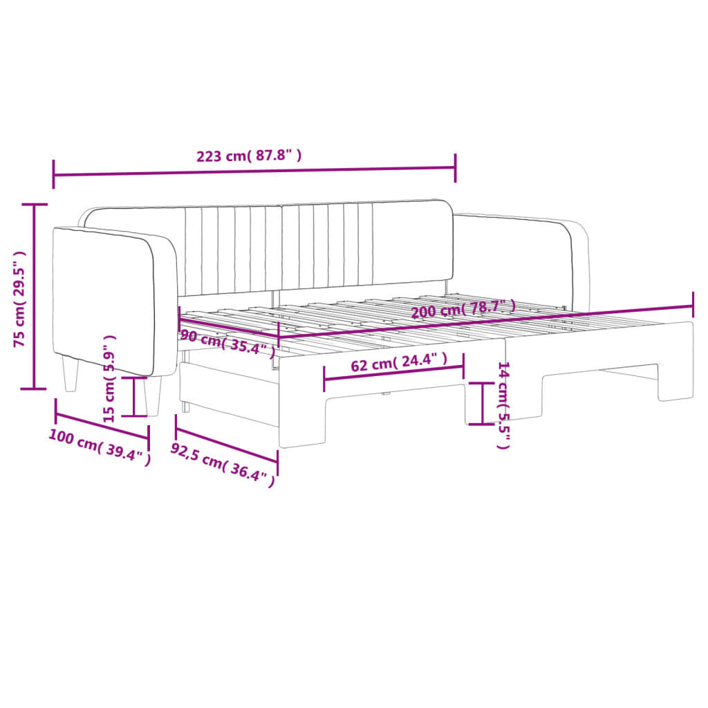 vidaXL Καναπές Κρεβάτι Συρόμενος Κίτρινος 90 x 200 εκ. Βελούδινος