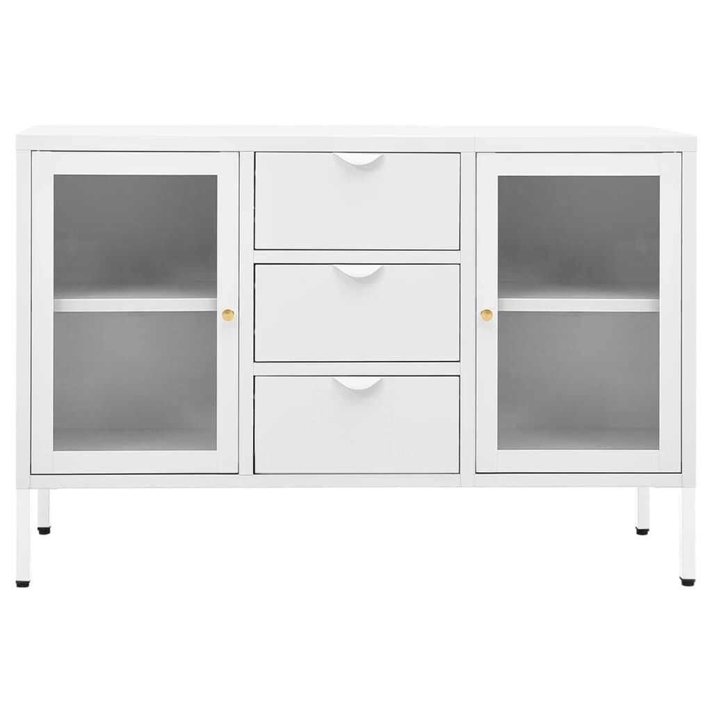 vidaXL Μπουφές Λευκός 105 x 35 x 70 εκ. από Ατσάλι και Ψημένο Γυαλί