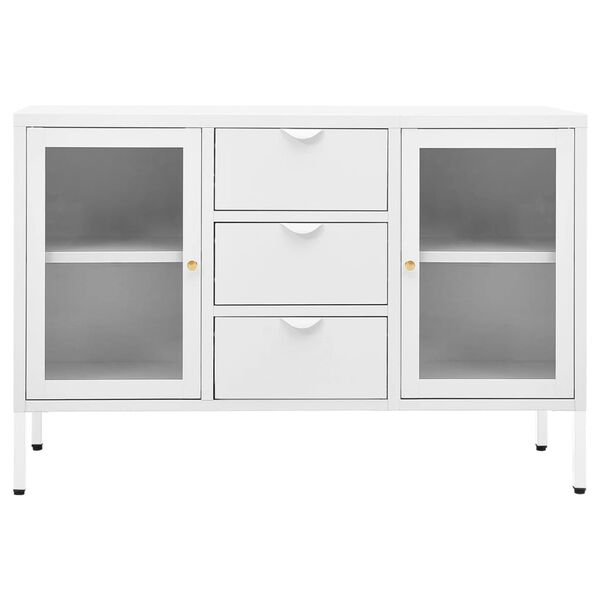 vidaXL Μπουφές Λευκός 105 x 35 x 70 εκ. από Ατσάλι και Ψημένο Γυαλί