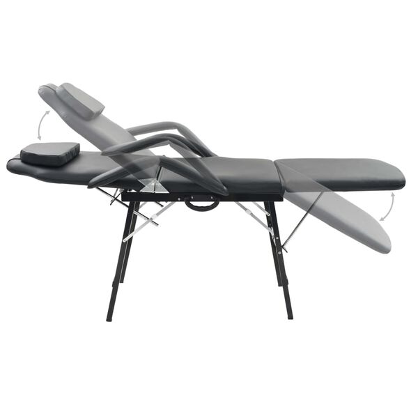 vidaXL Καρέκλα Αισθητικής Φορητή Μαύρη 185x78x76 εκ. Συνθετικό Δέρμα