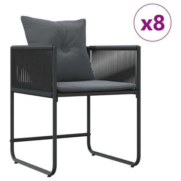 vidaXL Σετ Υπαίθριας Τραπεζαρίας Σετ 9 Μαύρο Ατσάλι με Επικάλυψη Πούδρας