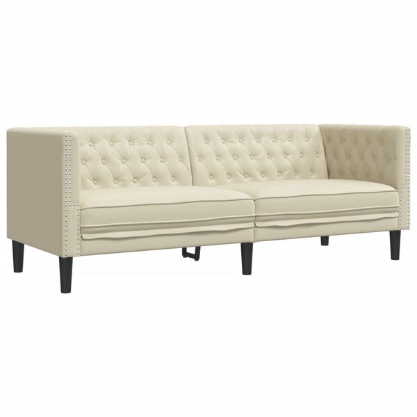 vidaXL Καναπές Chesterfield Καρέκλα Κρεμ από Συνθετικό Δέρμα