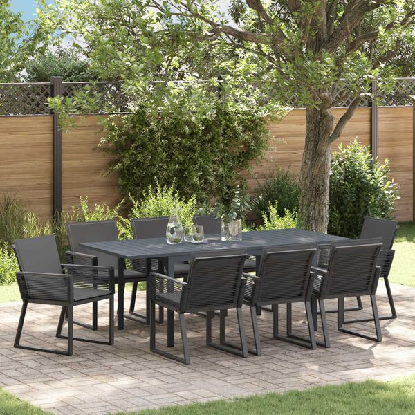 vidaXL Σετ τραπεζαρίας κήπου 9 pcs Μαύρο Large Μέταλλο