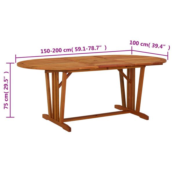 vidaXL Τραπέζι Κήπου 200 x 100 x 75 εκ. από Μασίφ Ξύλο Ευκαλύπτου