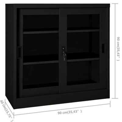 vidaXL Ντουλάπι με Συρόμενη Πόρτα Μαύρο 90 x 40 x 90 εκ. Ατσάλινο