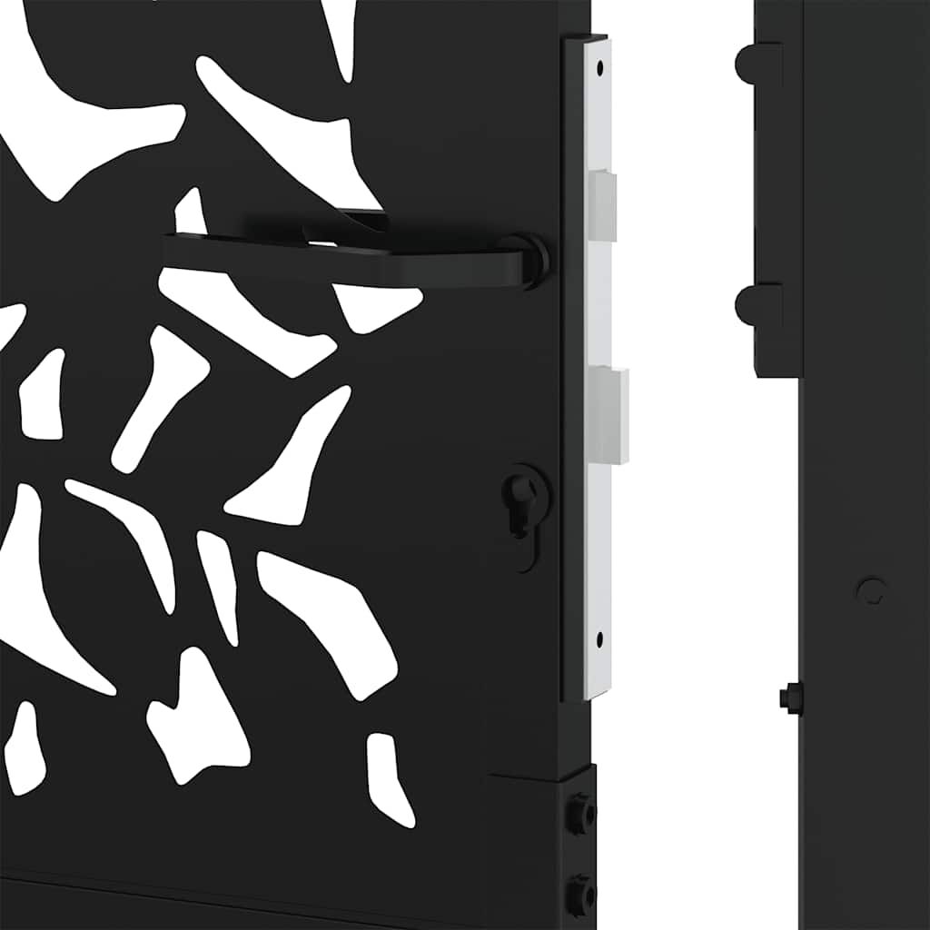 vidaXL Πύλη κήπου Μαύρη 105x106 cm Σχεδιασμός φύλλων χάλυβα