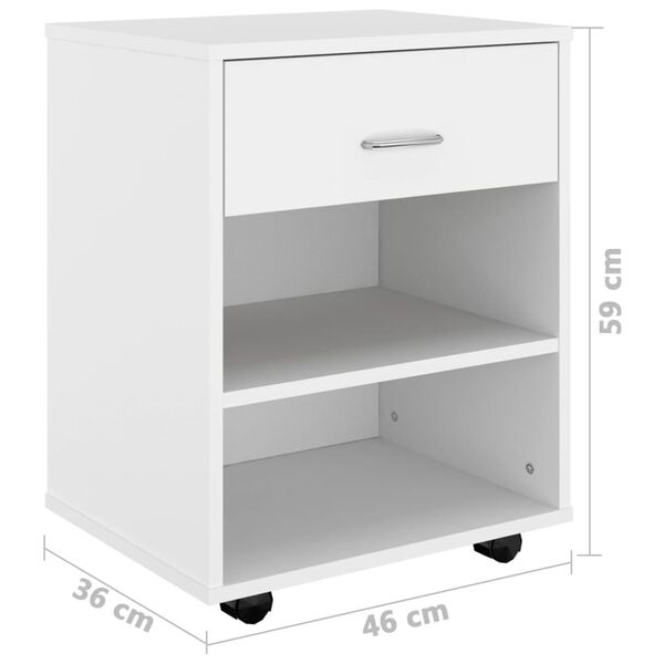 vidaXL Ντουλάπι Τροχήλατο Λευκό 46 x 36 x 59 εκ. από Επεξ. Ξύλο