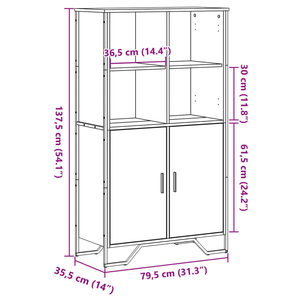 vidaXL Ντουλάπι Καπνιστή Δρυς 79,5x35,5x137,5 εκ. Επεξεργασμένο Ξύλο