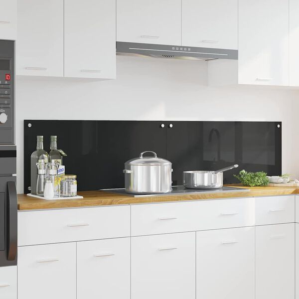 vidaXL Πίσω Πάνελ Κουζίνας Μαύρο 90 x 40 cm σκληρυμένο γυαλί