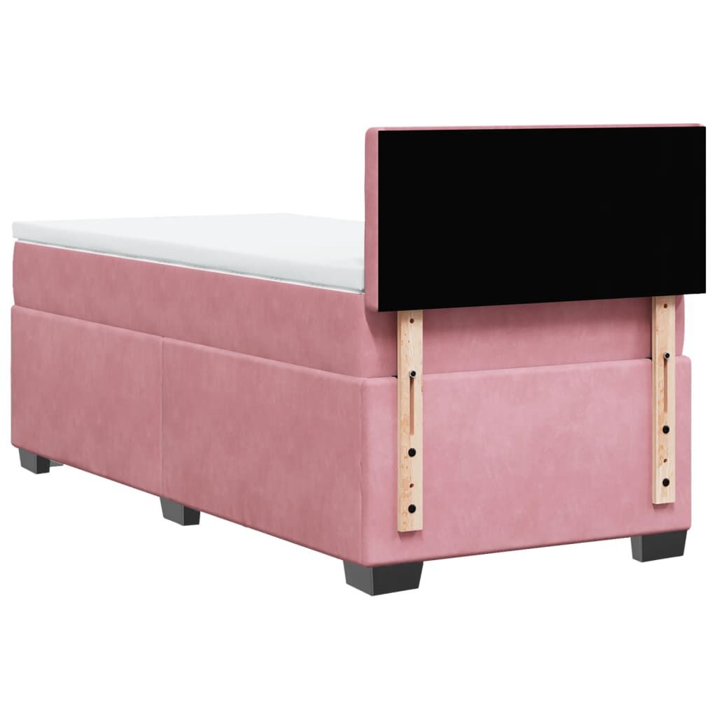 vidaXL Κρεβάτι Boxspring με Στρώμα Ροζ 90x190 εκ. Βελούδινο