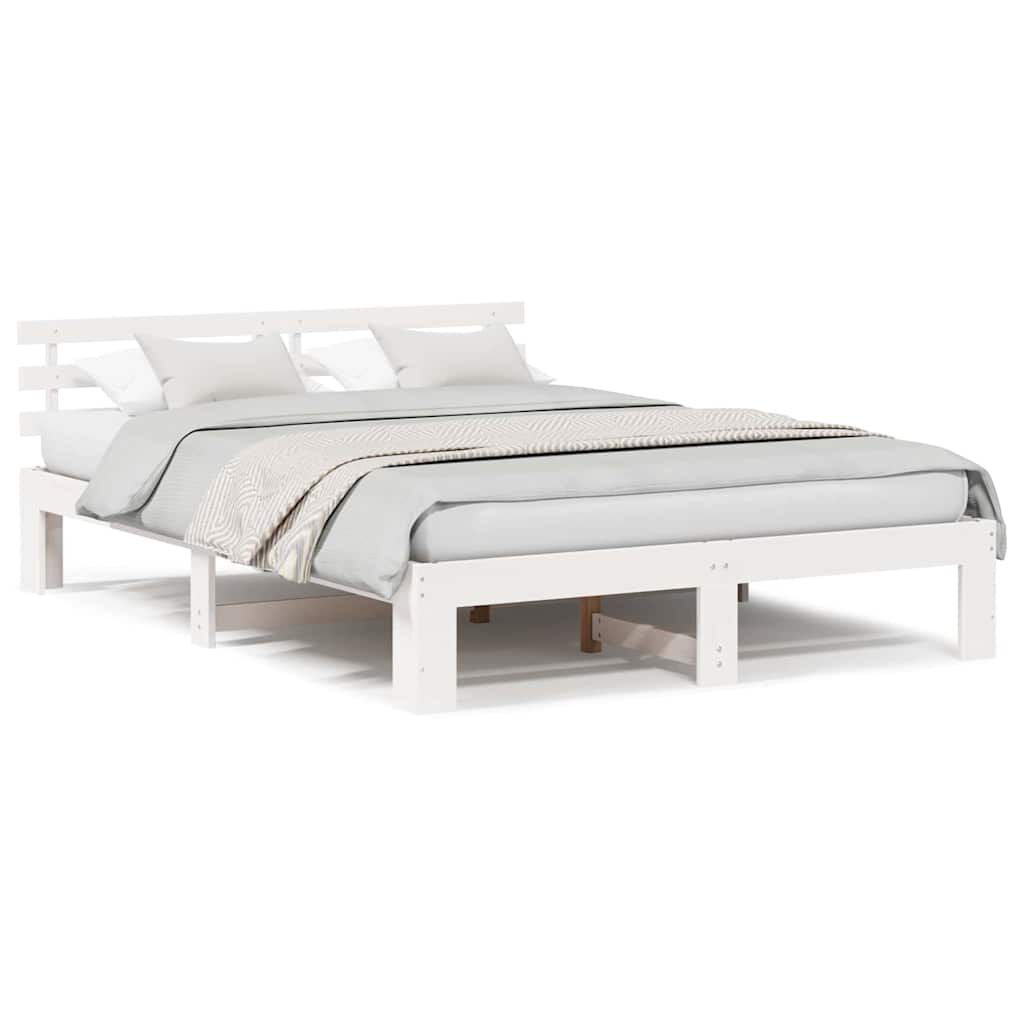 vidaXL Σκελετός Κρεβατιού Λευκό 140 x 200 cm Μασίφ ξύλο πεύκου
