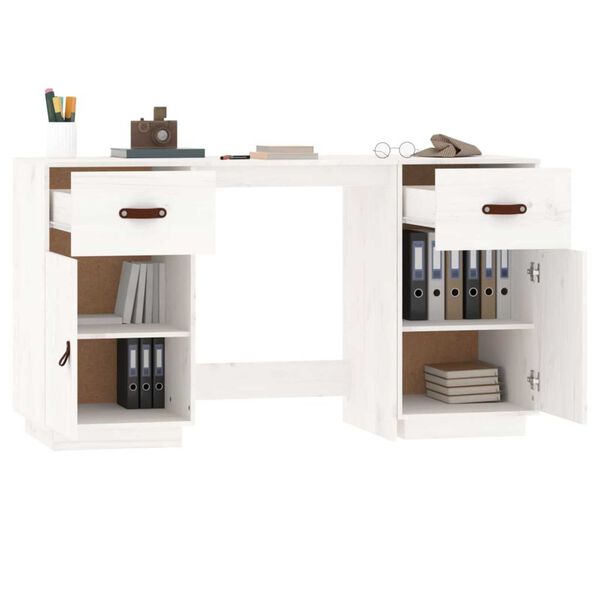 vidaXL Ντουλάπι Γραφείου Καφέ Λευκό 135x50x75εκ. από Μασίφ Ξύλο Πεύκου