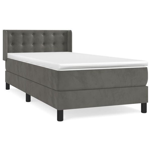 vidaXL Κρεβάτι Boxspring με Στρώμα Σκούρο Γκρι 80x200 εκ. Βελούδινο