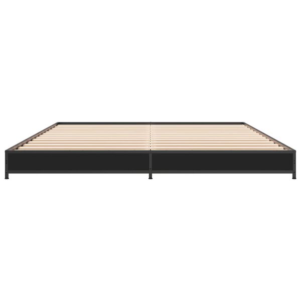 vidaXL Πλαίσιο Κρεβατιού Μαύρο 160x200 εκ. Επεξ. Ξύλο & Μέταλλο