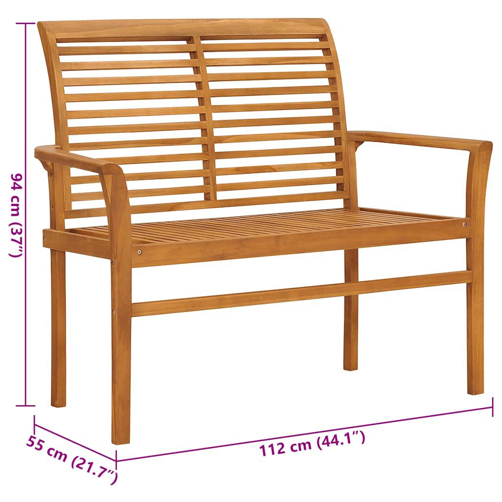 vidaXL Παγκάκι Κήπου 112 εκ. από Μασίφ Ξύλο Teak με Taupe Μαξιλάρι