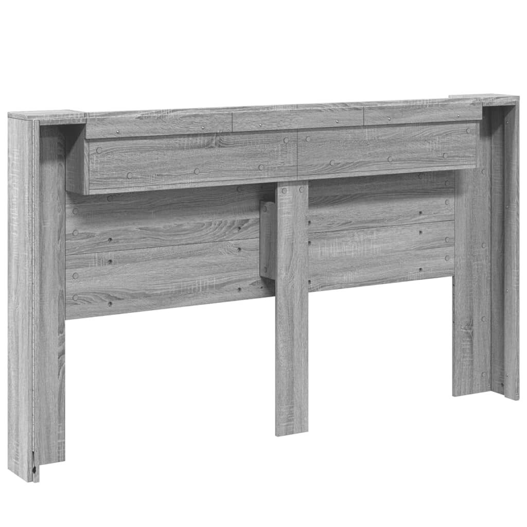vidaXL Κεφαλάρι με Αποθηκ. Χώρο & LED Γκρι Sonoma 180x16,5x103,5 εκ.