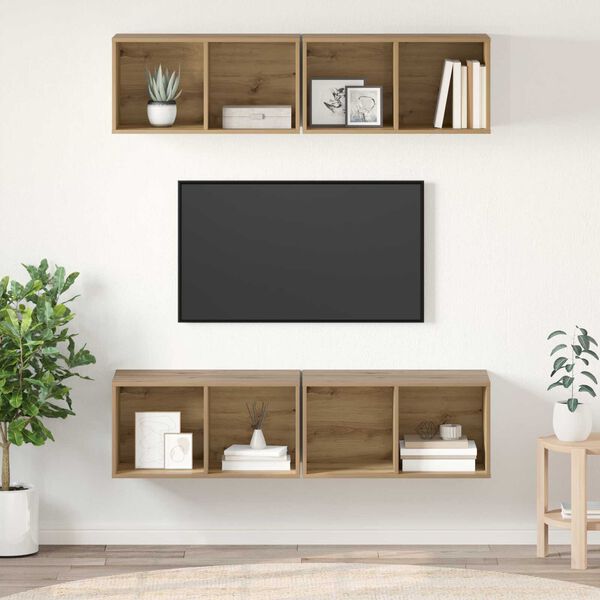 vidaXL Τηλεοπτική Κάβα Τοίχου 4 pcs artisan δρυς 37 x 37 x 72 εκ