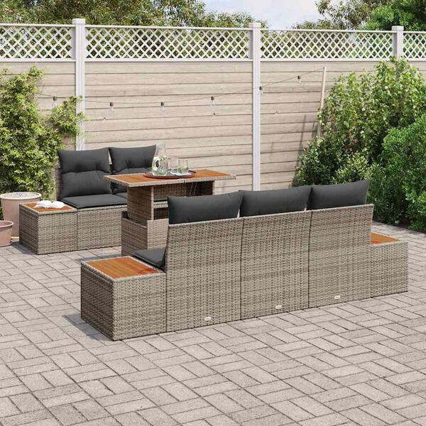 vidaXL Σετ Καναπέ Κήπου με αποθήκευση 6 pcs Γκρι Πολυ ράταν