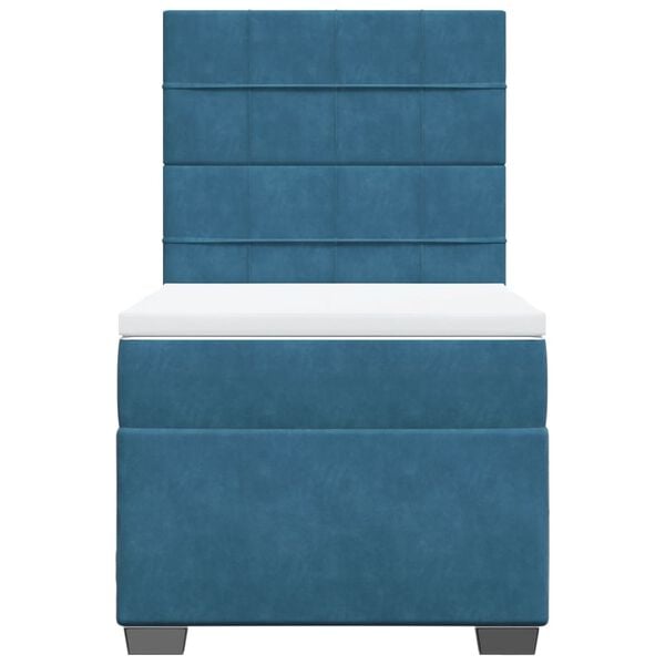 vidaXL Κρεβάτι Boxspring με Στρώμα Μπλε 90x190 εκ. Βελούδινο