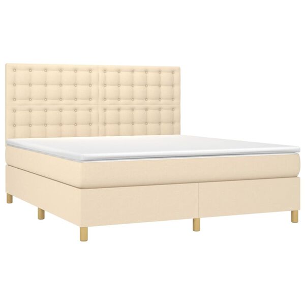 vidaXL &Kappa;&rho;&epsilon;&beta;ά&tau;&iota; Boxspring &mu;&epsilon; &Sigma;&tau;&rho;ώ&mu;&alpha; &Kappa;&rho;&epsilon;&mu; 180x200 &epsilon;&kappa;. &Upsilon;&phi;&alpha;&sigma;&mu;ά&tau;&iota;&nu;&omicron;