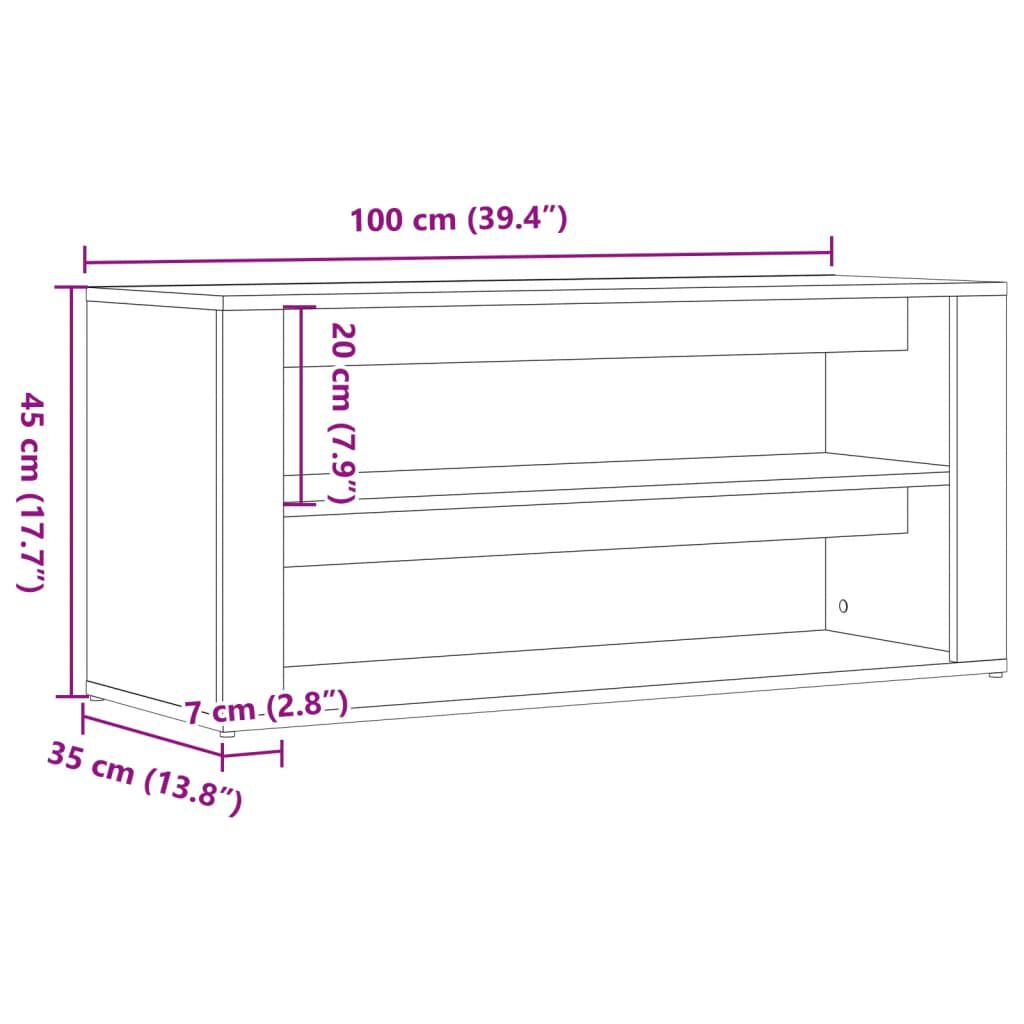 vidaXL Παπουτσοθήκη Όψη Παλαιού Ξύλου 100x35x45 εκ. Επεξεργασμένο Ξύλο