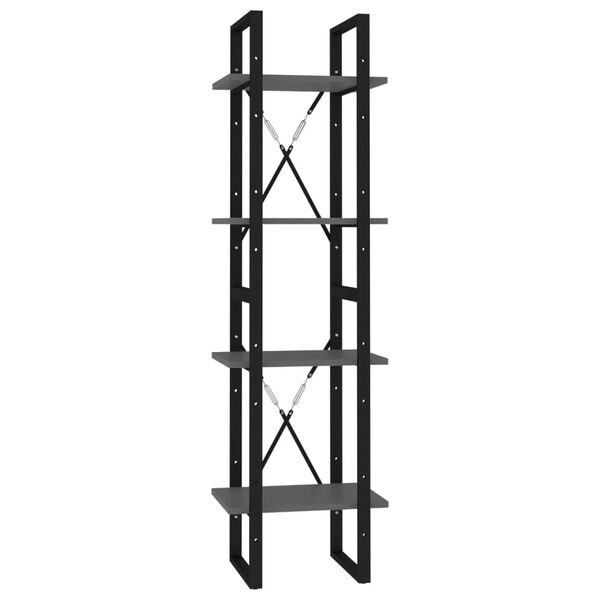 vidaXL Βιβλιοθήκη με 4 Ράφια Γκρι 40 x 30 x 140 εκ. από Επεξ. Ξύλο