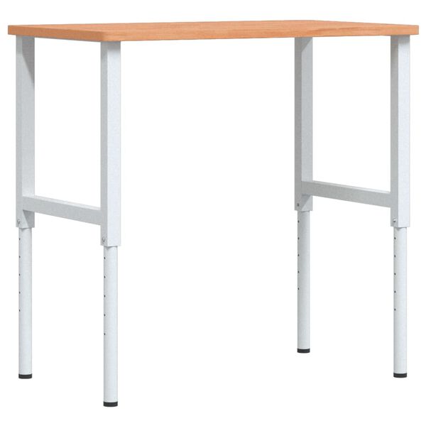 vidaXL Πάγκος Εργασίας Ορθογώνιος 100x60x(71,5-98) εκ Μασίφ Ξύλο Οξιάς