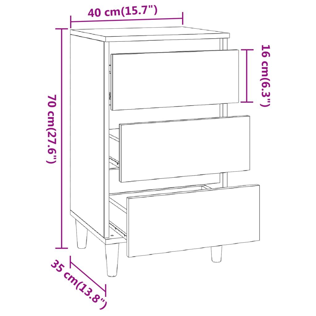 vidaXL Κομοδίνο Καφέ δρυς 40x35x70 εκ. από Επεξεργασμένο Ξύλο