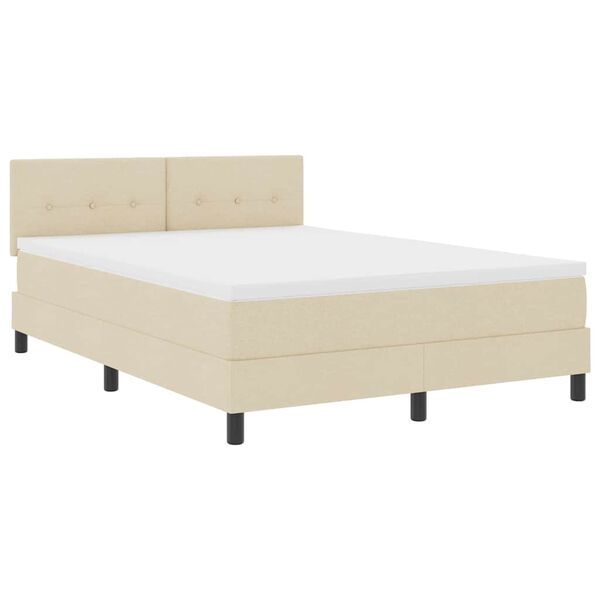 vidaXL Κρεβάτι box spring με στρώμα με στρώμα Κρεμ 140 x 200 cm ύφασμα