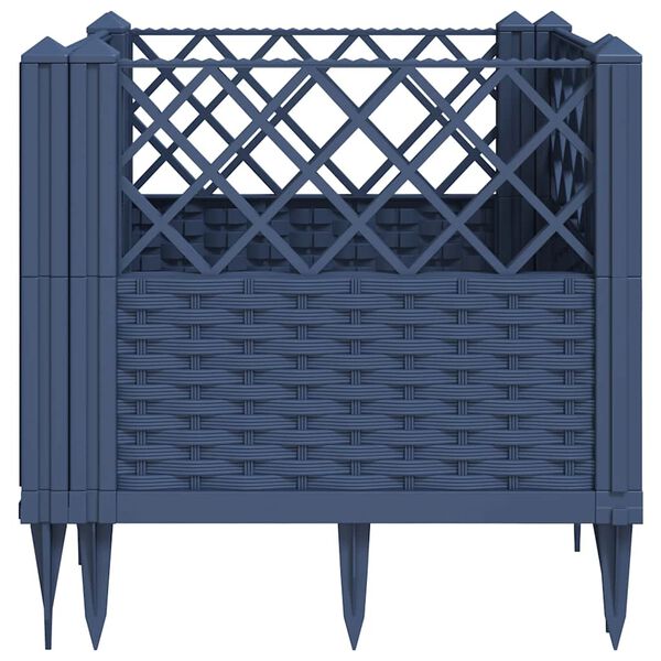 vidaXL Ζαρντινιέρα με Πασσάλους Μπλε Γκρι 43,5x43,5x43,5 εκ. Πολυπροπυλένιο