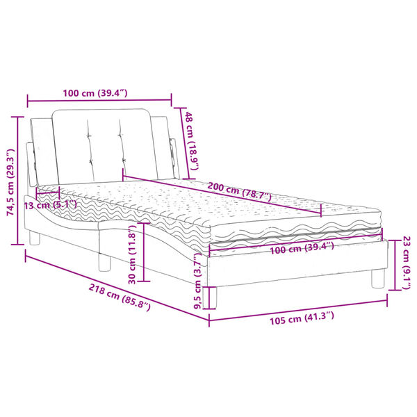 vidaXL Κρεβάτι με Στρώμα Καπουτσίνο 100x200 εκ. από Συνθετικό Δέρμα