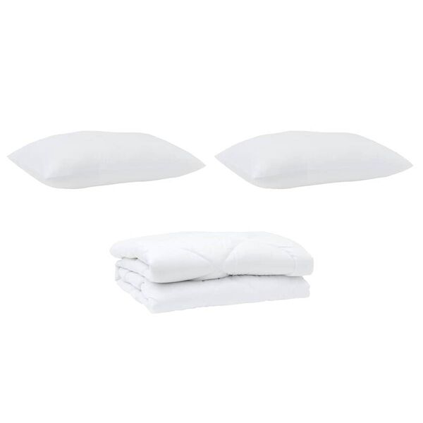 vidaXL Σετ Κουβέρτας με μαξιλάρι 3 pcs Λευκό 240 x 220 cm Μικροΐνες