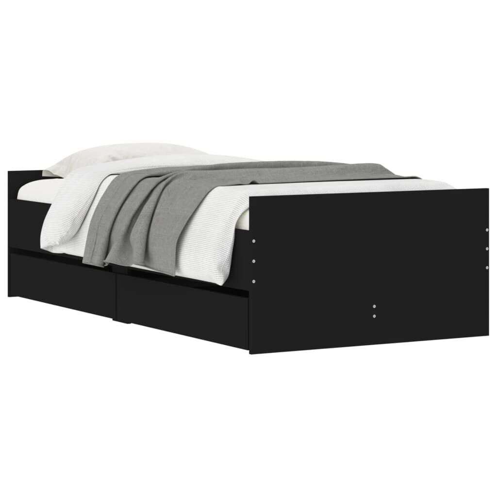vidaXL Πλαίσιο Κρεβατιού με Συρτάρια Μαύρο 90x200 εκ