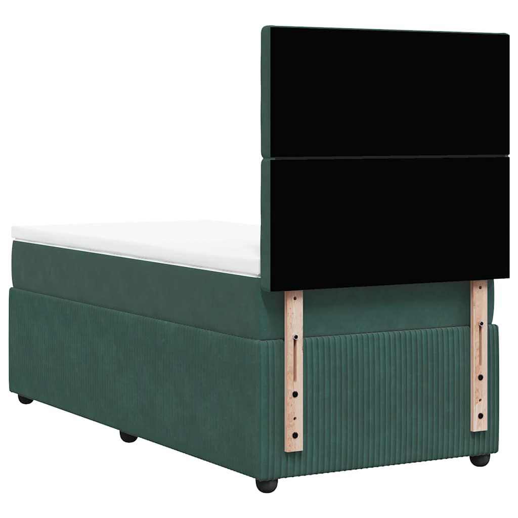 vidaXL Κρεβάτι Boxspring με Στρώμα Σκούρο Πράσινο 80x200 εκ. Βελούδινο