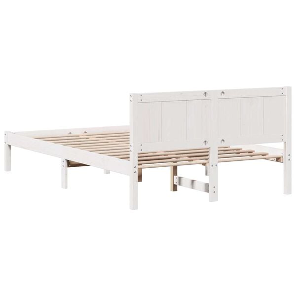 vidaXL Σκελετός Κρεβατιού Λευκό 140 x 190 cm Μασίφ ξύλο πεύκου