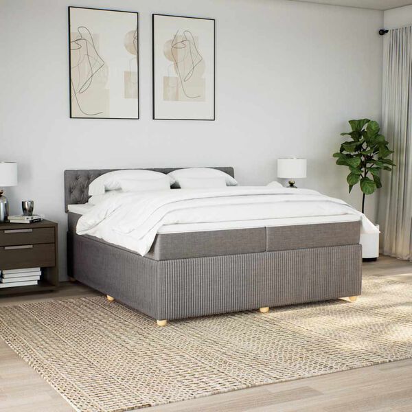 vidaXL &Kappa;&rho;&epsilon;&beta;ά&tau;&iota; Boxspring &mu;&epsilon; &Sigma;&tau;&rho;ώ&mu;&alpha; Taupe 200x200 &epsilon;&kappa;. &Upsilon;&phi;&alpha;&sigma;&mu;ά&tau;&iota;&nu;&omicron;