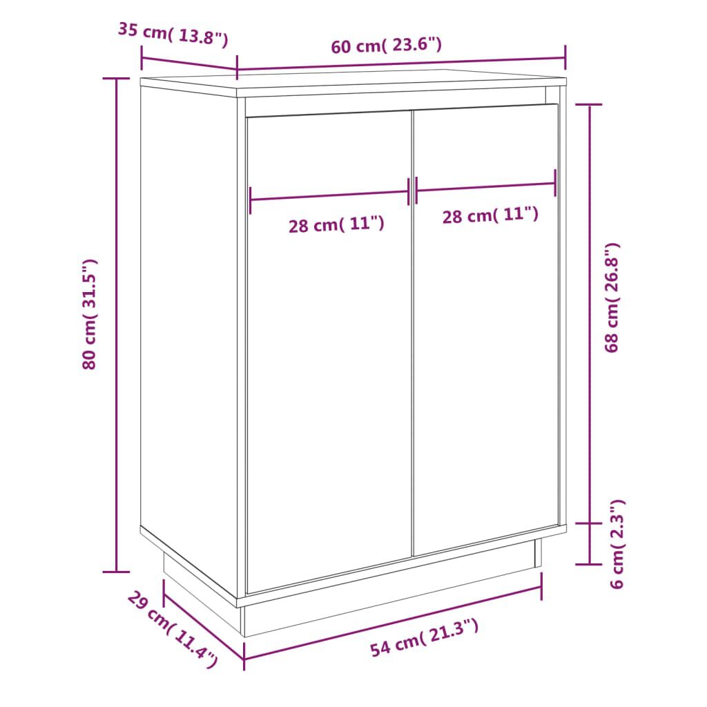 vidaXL Παπουτσοθήκη Λευκή 60 x 35 x 80 εκ. από Μασίφ Ξύλο Πεύκου