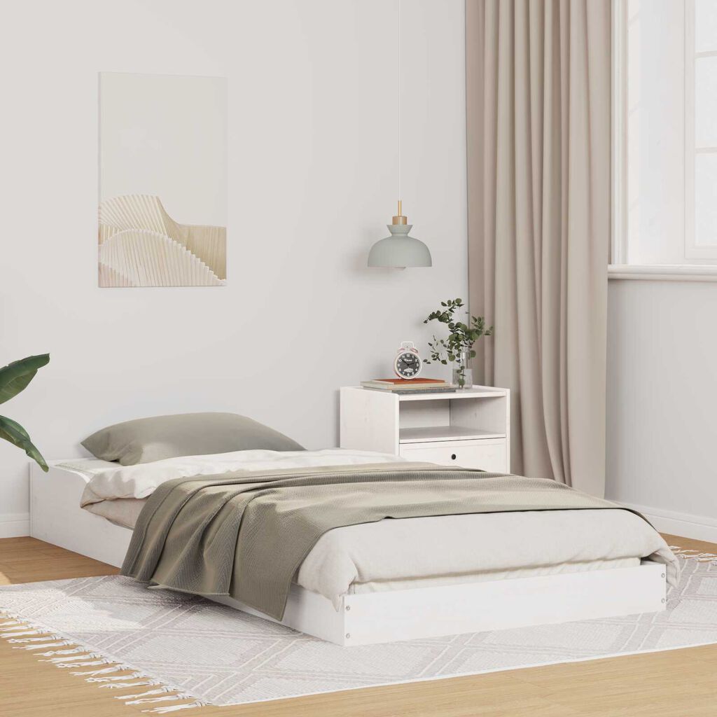 vidaXL Σκελετός Κρεβατιού Λευκό 80 x 220 cm Μασίφ ξύλο πεύκου