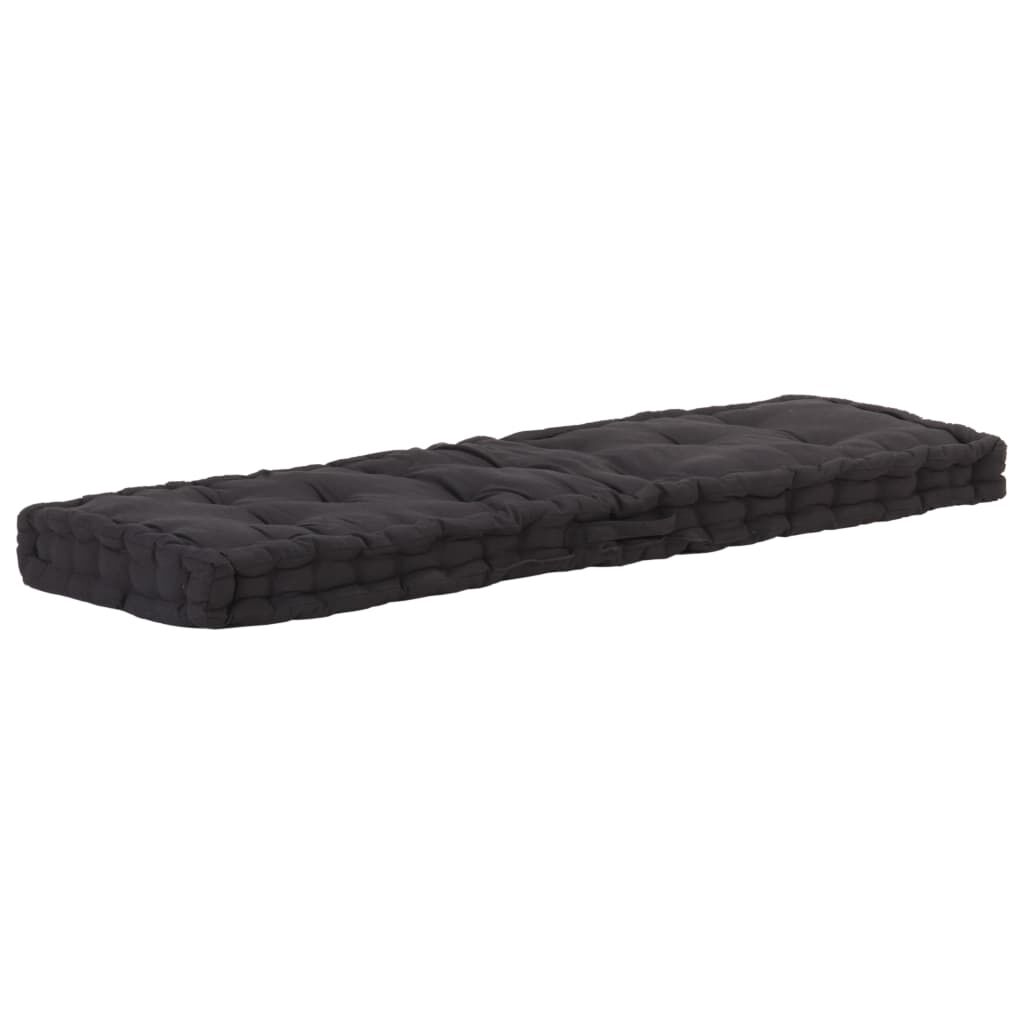 vidaXL Μαξιλάρα Δαπέδου / Παλέτας Μαύρη 120 x 40 x 7 εκ. Βαμβακερή