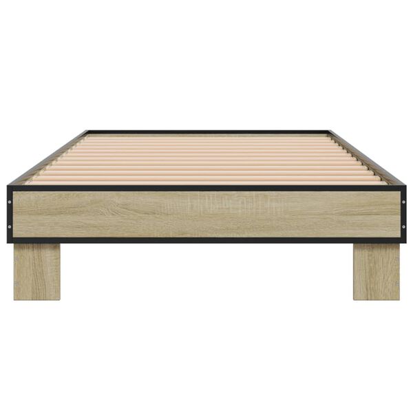 vidaXL Πλαίσιο Κρεβατιού Sonoma Δρυς 75 x 190 εκ. Επεξ. Ξύλο & Μέταλλο