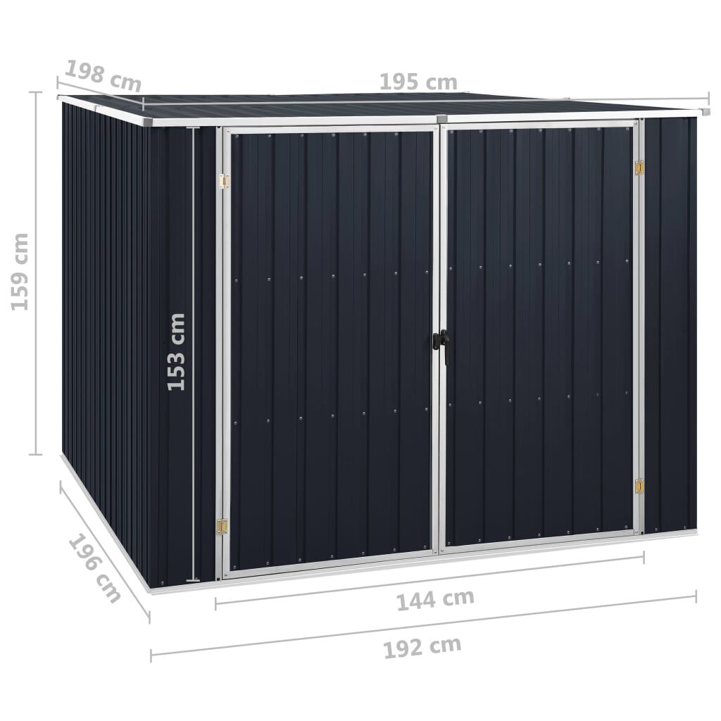 vidaXL Αποθήκη Κήπου Ανθρακί 195x198x159 εκ. από Γαλβανισμένο Ατσάλι